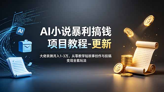 AI小说暴利搞钱项目教程-更新，大佬亲测月入1-3万，从零教学短故事创作与投稿变现全套玩法-韬哥副业项目资源网
