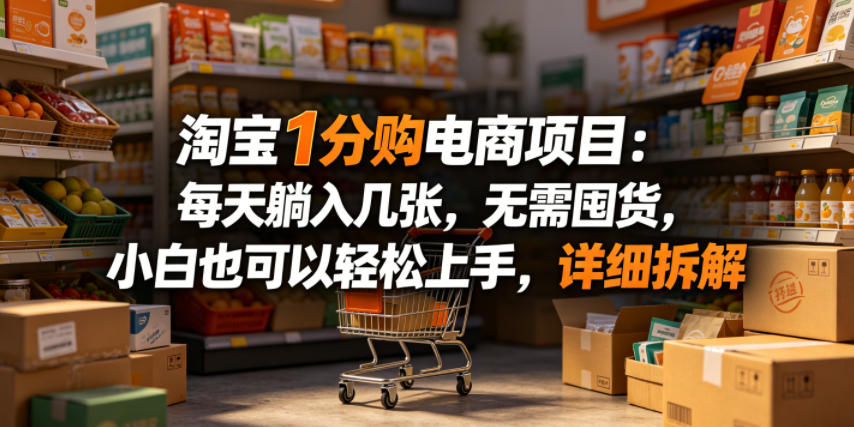 淘宝1分购电商项目：每天躺入几张，无需囤货，小白也可以轻松上手，详细拆解-韬哥副业项目资源网