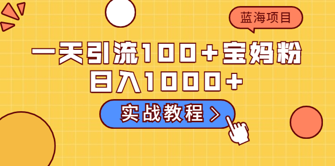 （2036期）一天引流100+宝妈粉，日入1000+马上持续变现 蓝海项目（实战教程）-韬哥副业项目资源网