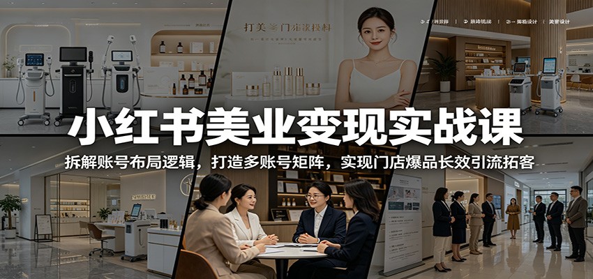 小红书美业变现实战课：拆解账号布局逻辑，打造多账号矩阵，实现门店爆品长效引流拓客-韬哥副业项目资源网