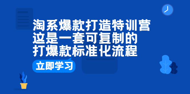 （6478期）淘系爆款打造特训营：这是一套可复制的打爆款标准化流程-韬哥副业项目资源网
