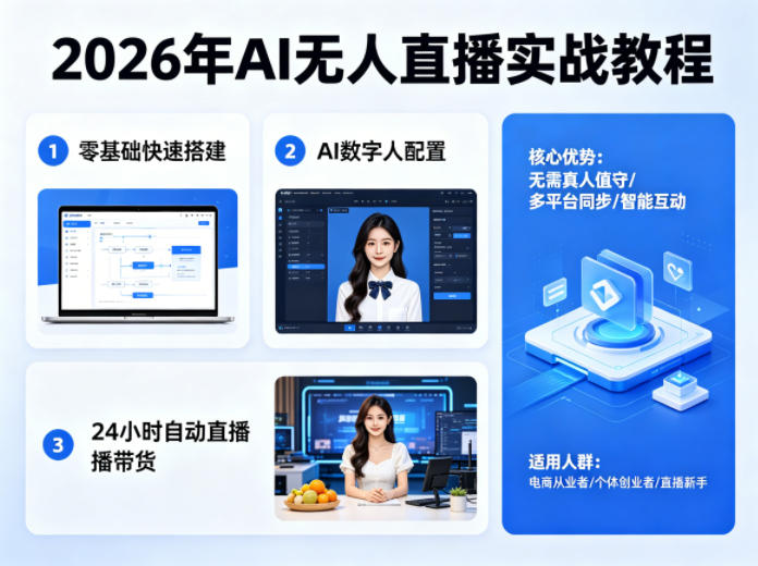 2026年AI无人直播实战教程,零基础也能快速搭建AI数字人无人直播间,实现24小时自动直播带货-韬哥副业项目资源网