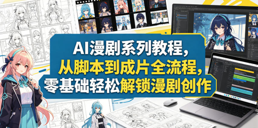 AI漫剧系列教程，从脚本到成片全流程，零基础轻松解锁漫剧创作-韬哥副业项目资源网