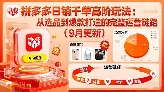 （16100期）拼多多日销千单高阶玩法：从选品到爆款打造的完整运营链路（9月更新）-韬哥副业项目资源网