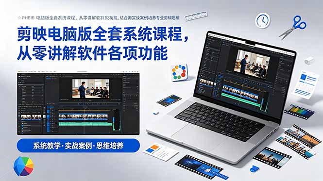 剪映电脑版全套系统课程,从零讲解软件各项功能,结合海量实战案例培养专业剪辑思维-韬哥副业项目资源网