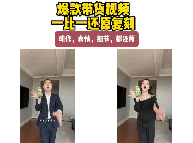 AI带货视频复刻，一比一还原加二创，动作，表情，细节，都还原，新手也能直接套用-韬哥副业项目资源网